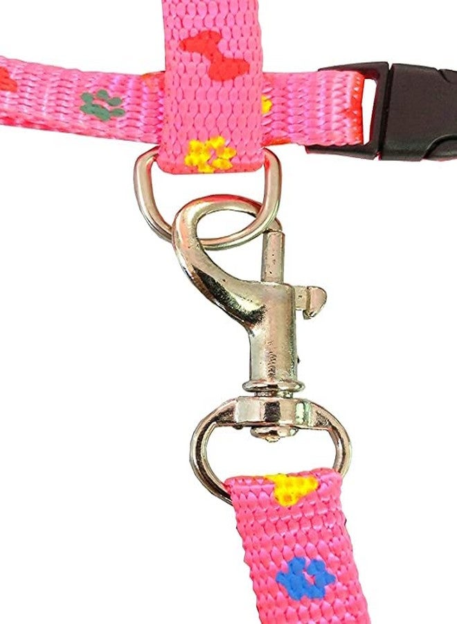 Pups&Pets Cat Collars with Bow Tie and Bell 1Pc Cat Body Paw n Bone Print Harness Leash Nylon Set 10mm Adjustable Puppy Kitten Pack of 2 (Pink Color) - Image 4